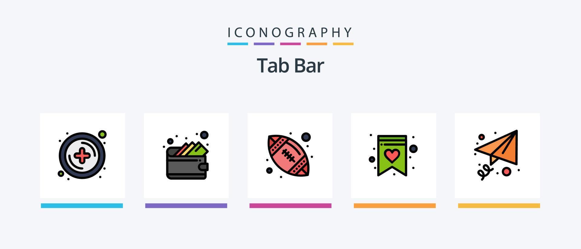 flik bar linje fylld 5 ikon packa Inklusive stoppur. effektivitet. förvaltning. växla. knapp. kreativ ikoner design vektor