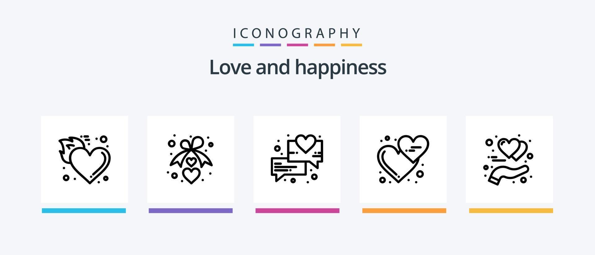 kärlek linje 5 ikon packa Inklusive kärlek. uttryckssymbol. livsstil. meddelanden. chatt. kreativ ikoner design vektor