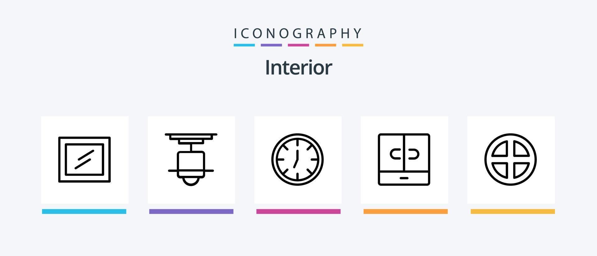 interiör linje 5 ikon packa Inklusive spegel. ljus. möbel. lampa. möbel. kreativ ikoner design vektor