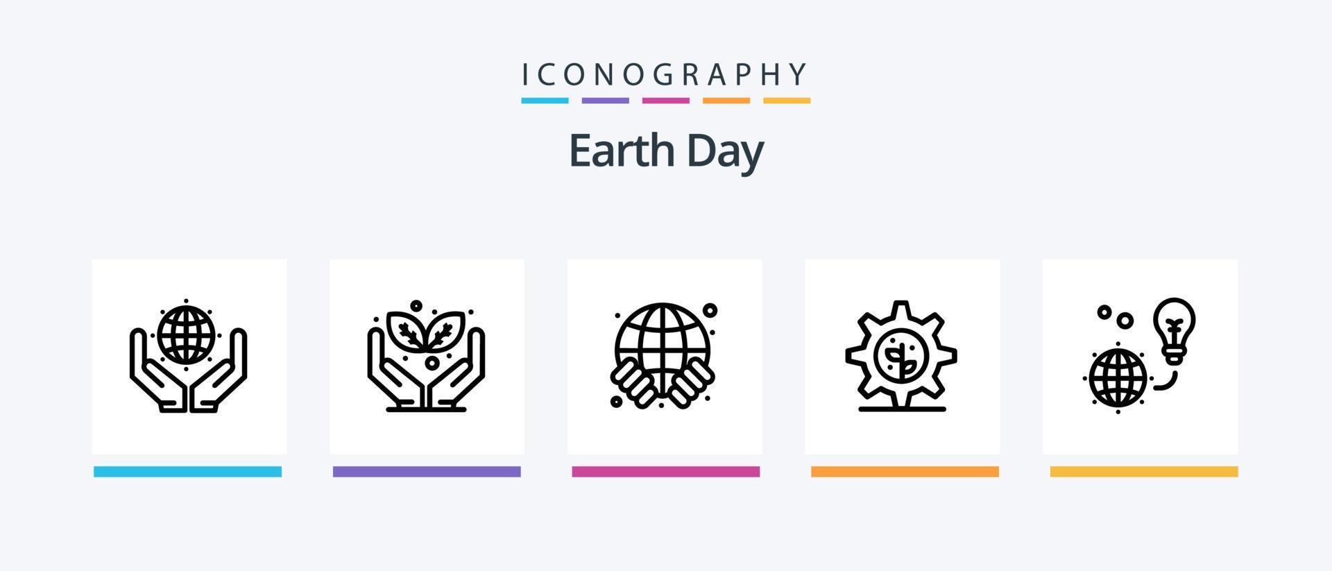 jord dag linje 5 ikon packa Inklusive ekologi. grön. jorden. miljö. jord dag. kreativ ikoner design vektor