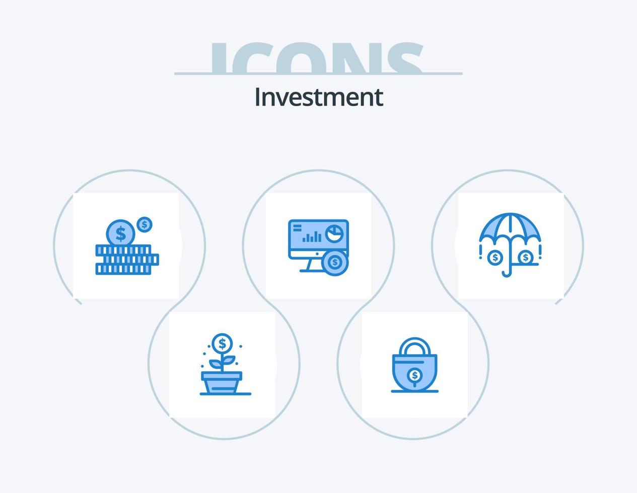 investering blå ikon packa 5 ikon design. investering. finansiera. budget. investering. uppkopplad vektor