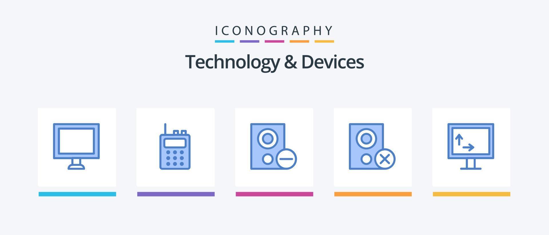 Geräte Blue 5 Icon Pack inklusive . Gerät. Fernseher. kreatives Symboldesign vektor