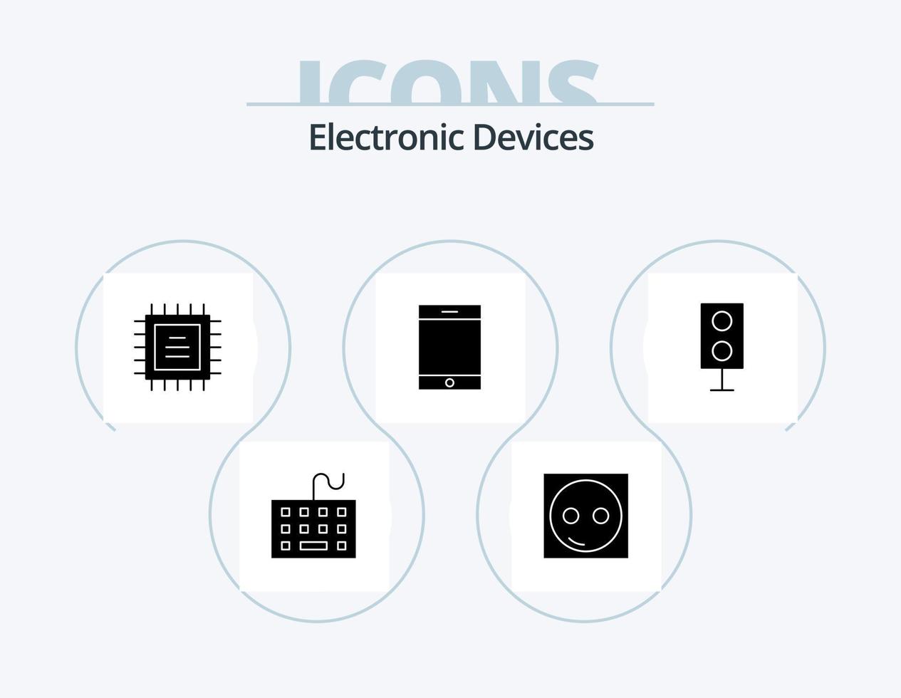 enheter glyf ikon packa 5 ikon design. elektronik. läsplatta. Utrustning. ipad. cpu vektor