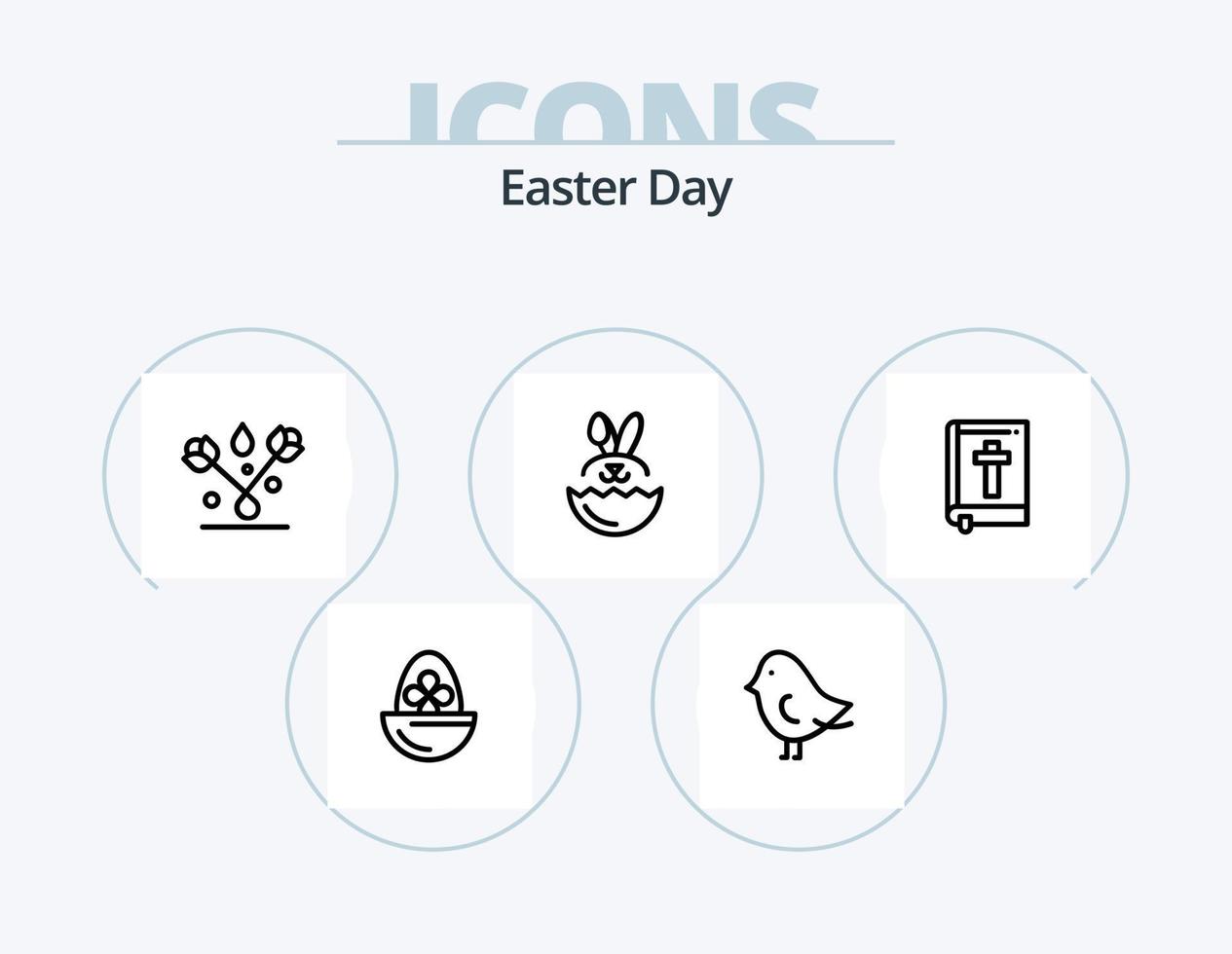 Osterlinie Icon Pack 5 Icon Design. Ostern. Bibel. Vogel. Kaninchen. bynny vektor