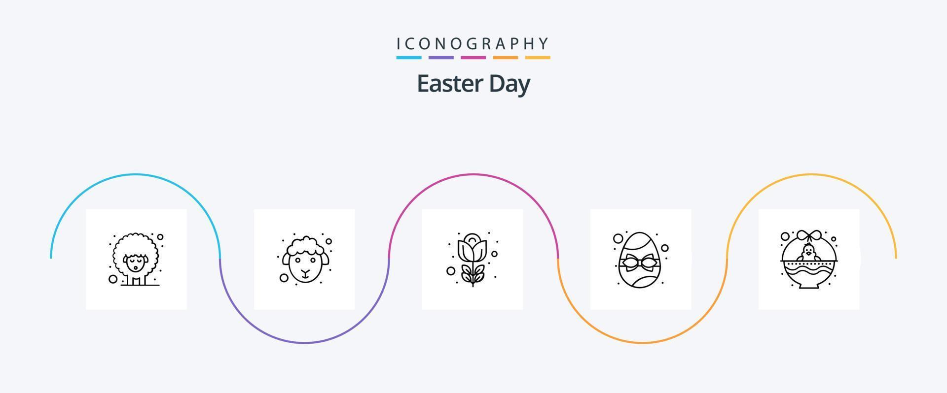 Easter Line 5 Icon Pack inklusive Einkaufswagen. Ei. Ostern. Geschenk. Geburtstag vektor
