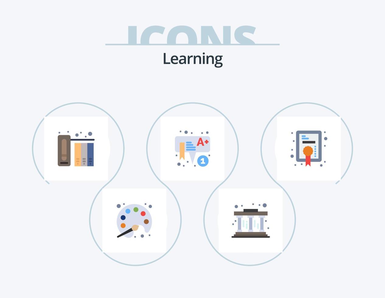 inlärning platt ikon packa 5 ikon design. grad. diplom. arkiv. förskola. barn vektor
