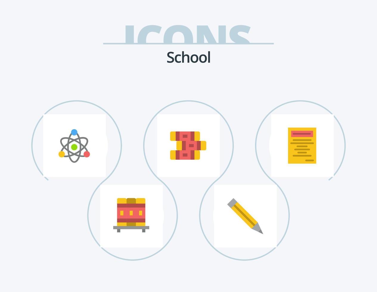 Schule flach Icon Pack 5 Icon Design. . . Ausbildung. lernen. Buch vektor