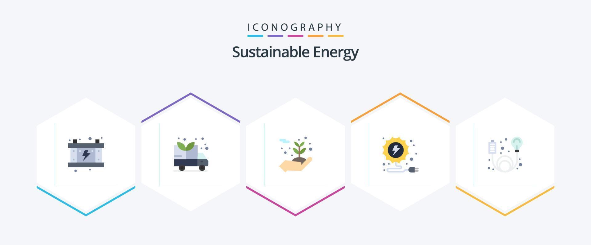 nachhaltige Energie 25 Flat Icon Pack inklusive Energie. Kabel. Umfeld. Adapter. Energie vektor