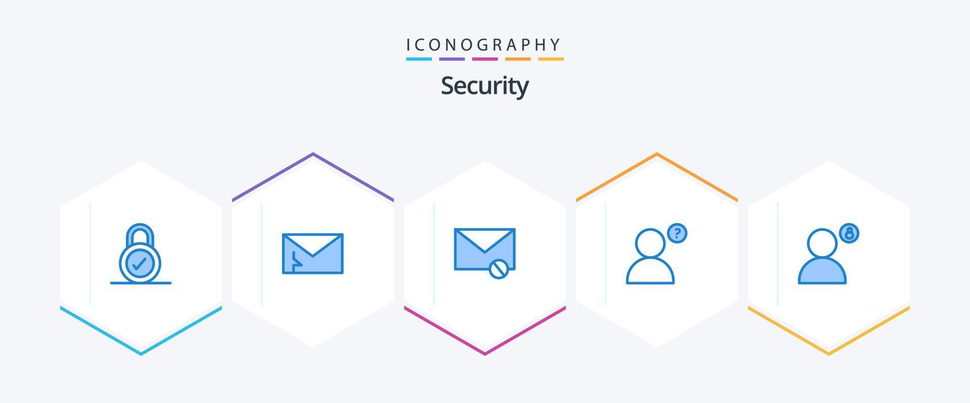 säkerhet 25 blå ikon packa Inklusive Lösenord. konto. kuvert. profil. skräppost vektor