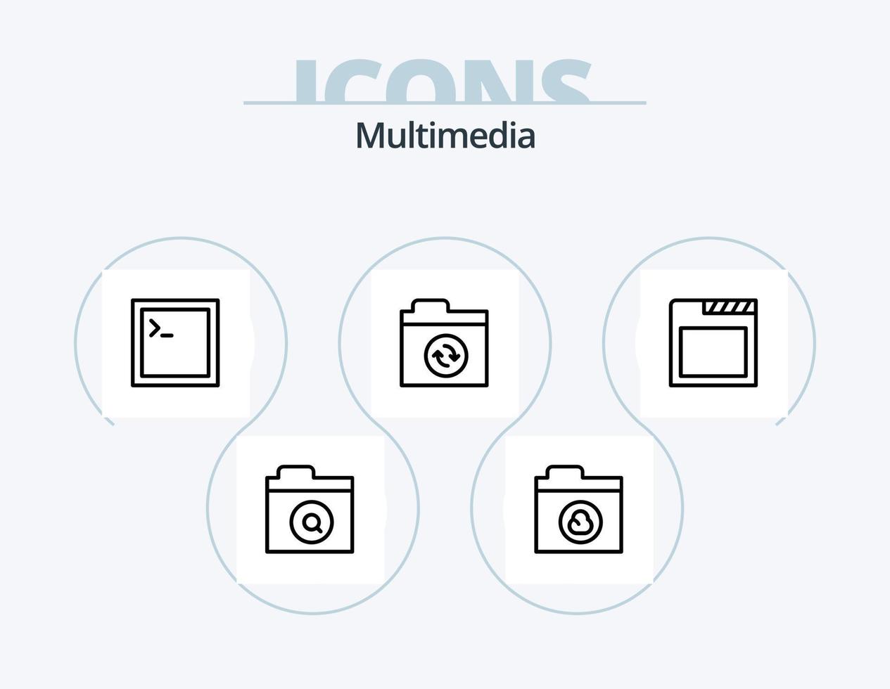 Multimedia-Line-Icon-Pack 5 Icon-Design. . Ordner. Detail. hinzufügen. Netzwerk vektor