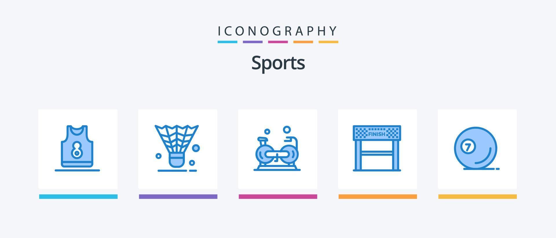 Sport blau 5 Icon Pack inklusive Sport. beenden. Federball. Herz. Fitness. kreatives Symboldesign vektor