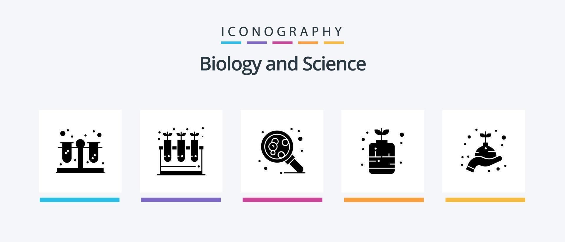 biologi glyf 5 ikon packa Inklusive hand. vård. molekyl. tillväxt. dekorativ. kreativ ikoner design vektor