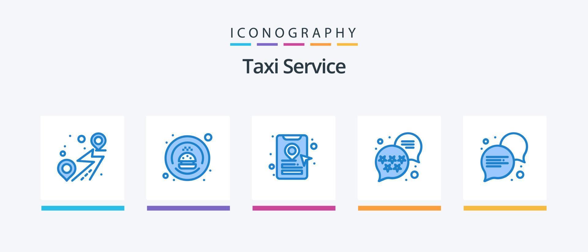 taxi service blå 5 ikon packa Inklusive . konversation. bok cab. kommunikation. rang. kreativ ikoner design vektor