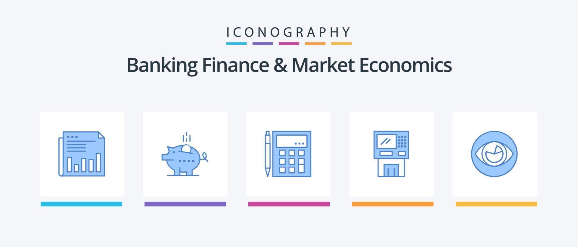 bank finansiera och marknadsföra ekonomi blå 5 ikon packa Inklusive finansiell. beräkning. ekonomi. Beräkna. bokföring. kreativ ikoner design vektor