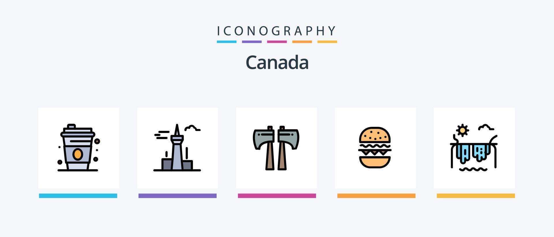 Kanada-Linie gefüllt 5 Icon Pack einschließlich . Kanada-Turm. essen. Co-Turm. Baum. kreatives Symboldesign vektor