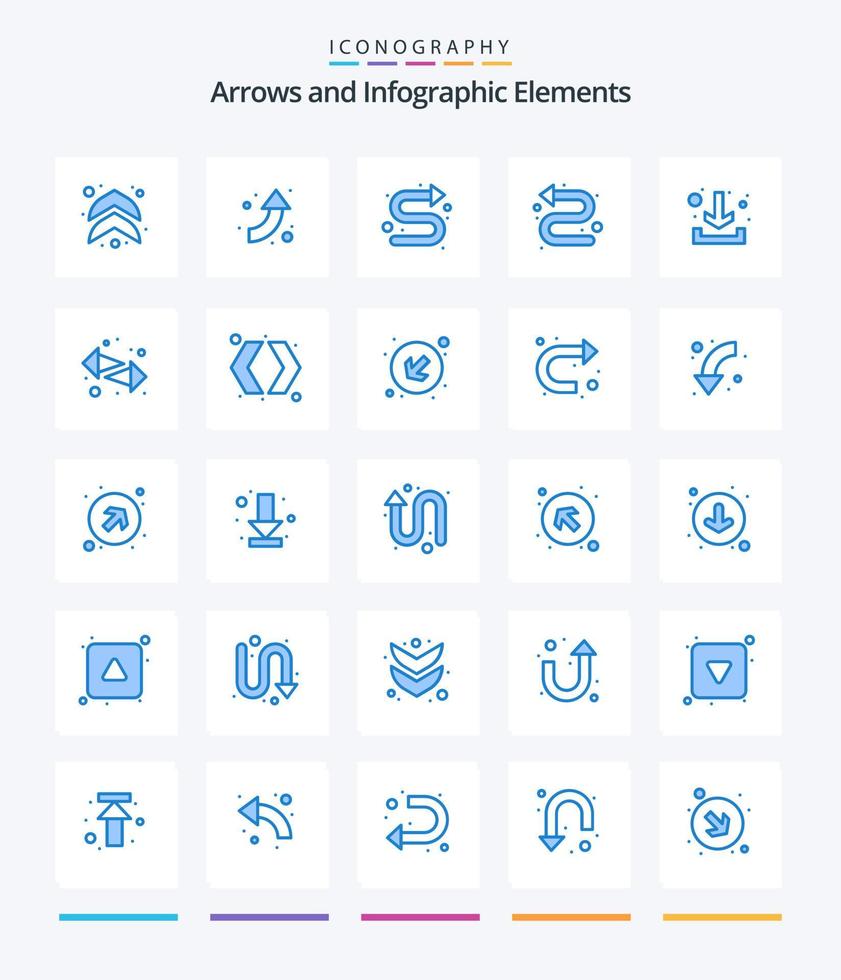 kreativ pil 25 blå ikon packa sådan som pil. ner. pil. pil. vänster vektor