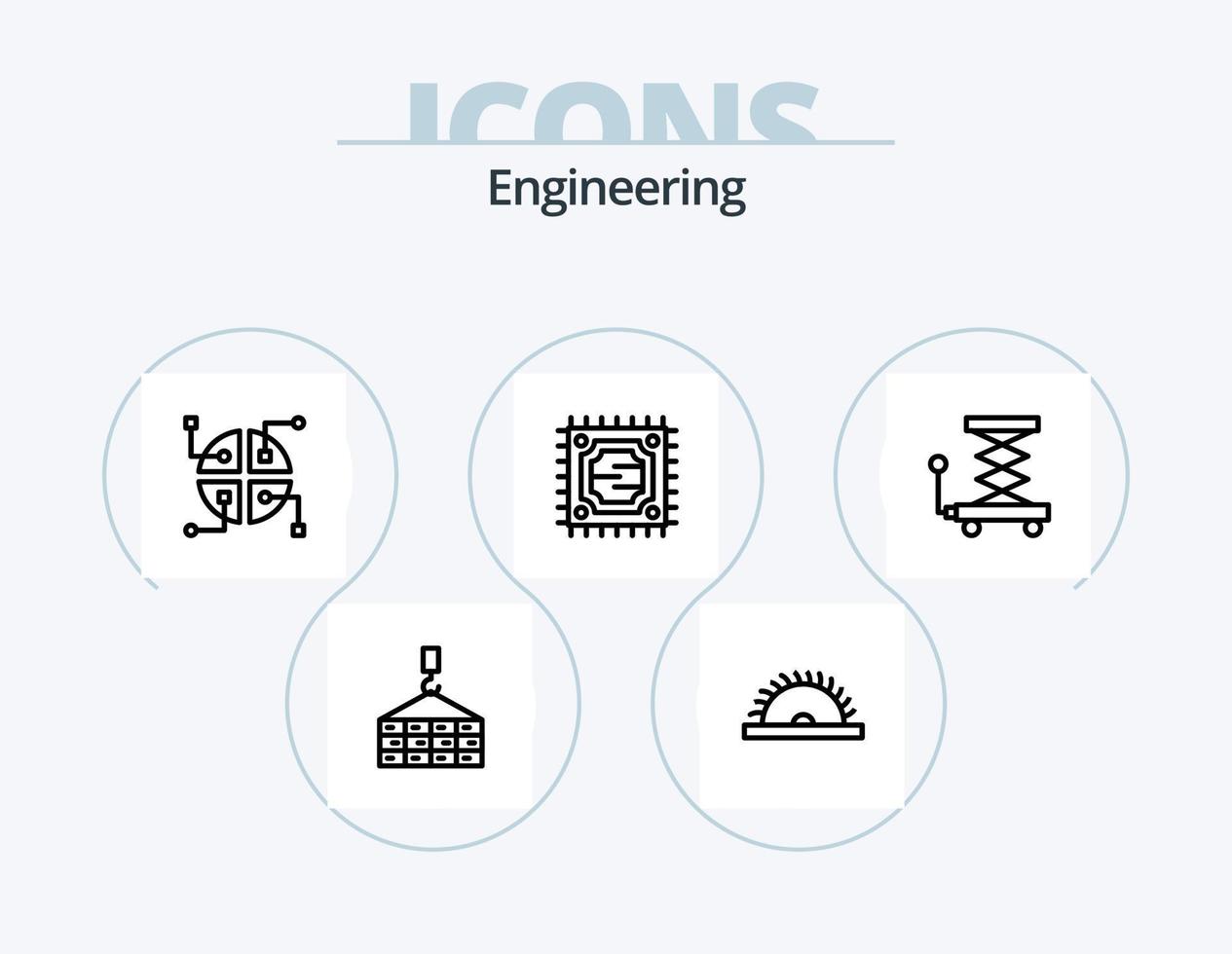 Engineering Line Icon Pack 5 Icon-Design. . Konstruktion. Konstruktion. Ladung. Karte vektor