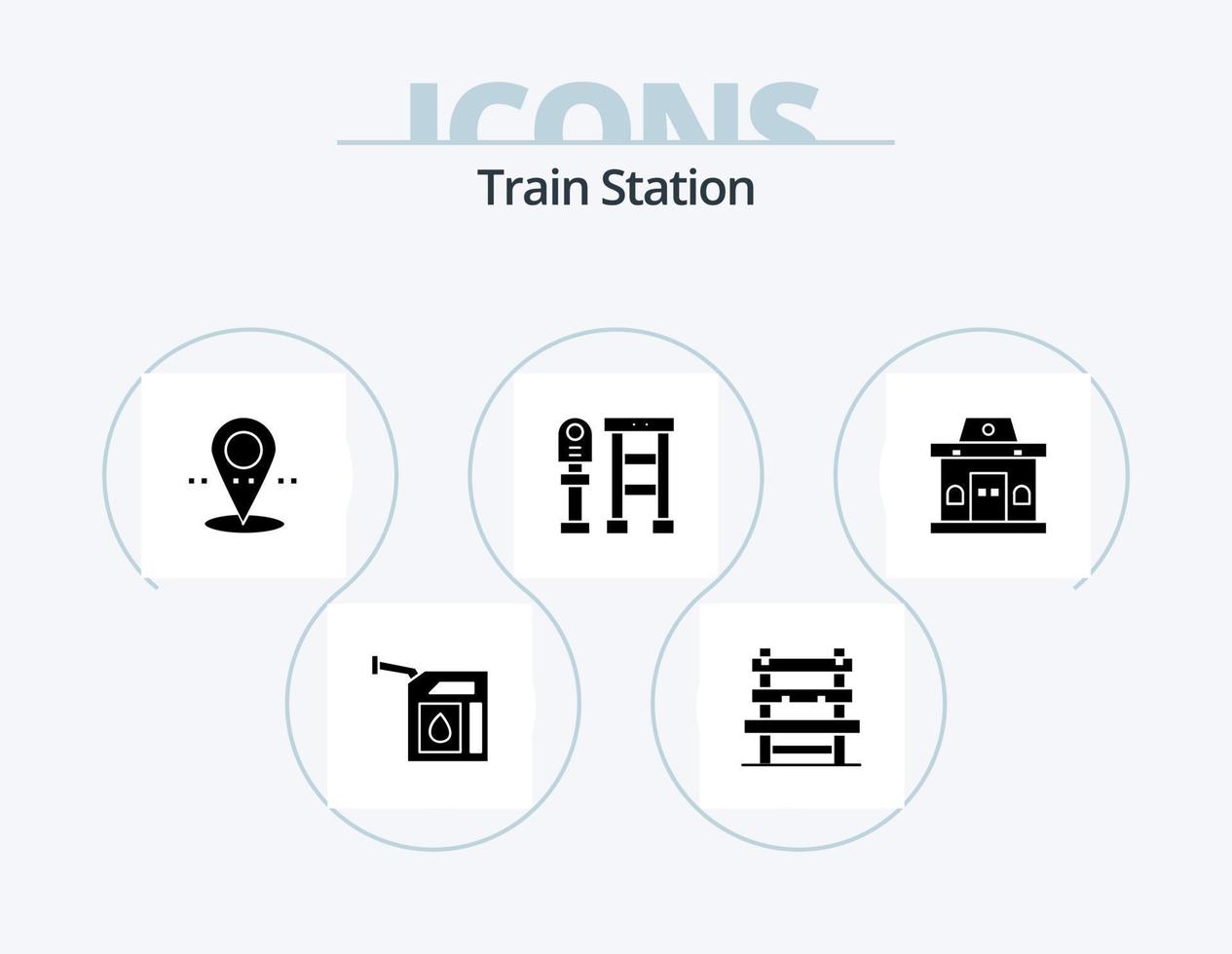 Bahnhof Glyphe Icon Pack 5 Icon Design. Fahrkarte. Gebäude. Standort. stoppen. Bus vektor