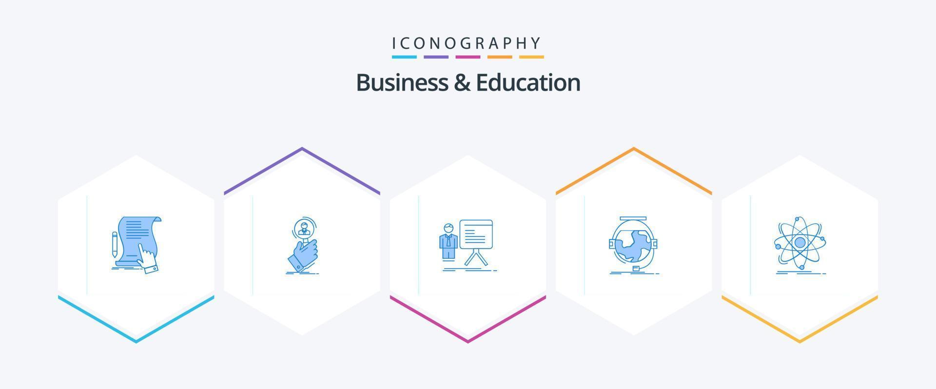 Business und Bildung 25 blaues Icon Pack inklusive Bildung. Fortschritt. finden. Graph. Geschäftsmann vektor