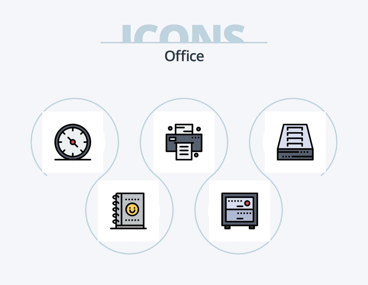 Bürozeile gefüllt Icon Pack 5 Icon Design. . Büro. Büro. Mülltonne. Ordner vektor