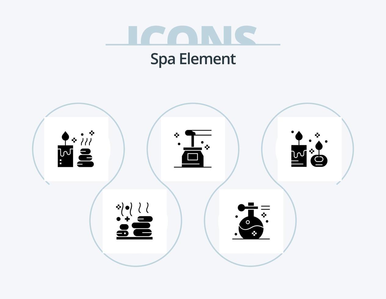 spa element glyf ikon packa 5 ikon design. arom. spa. yoga. olja. skönhet vektor