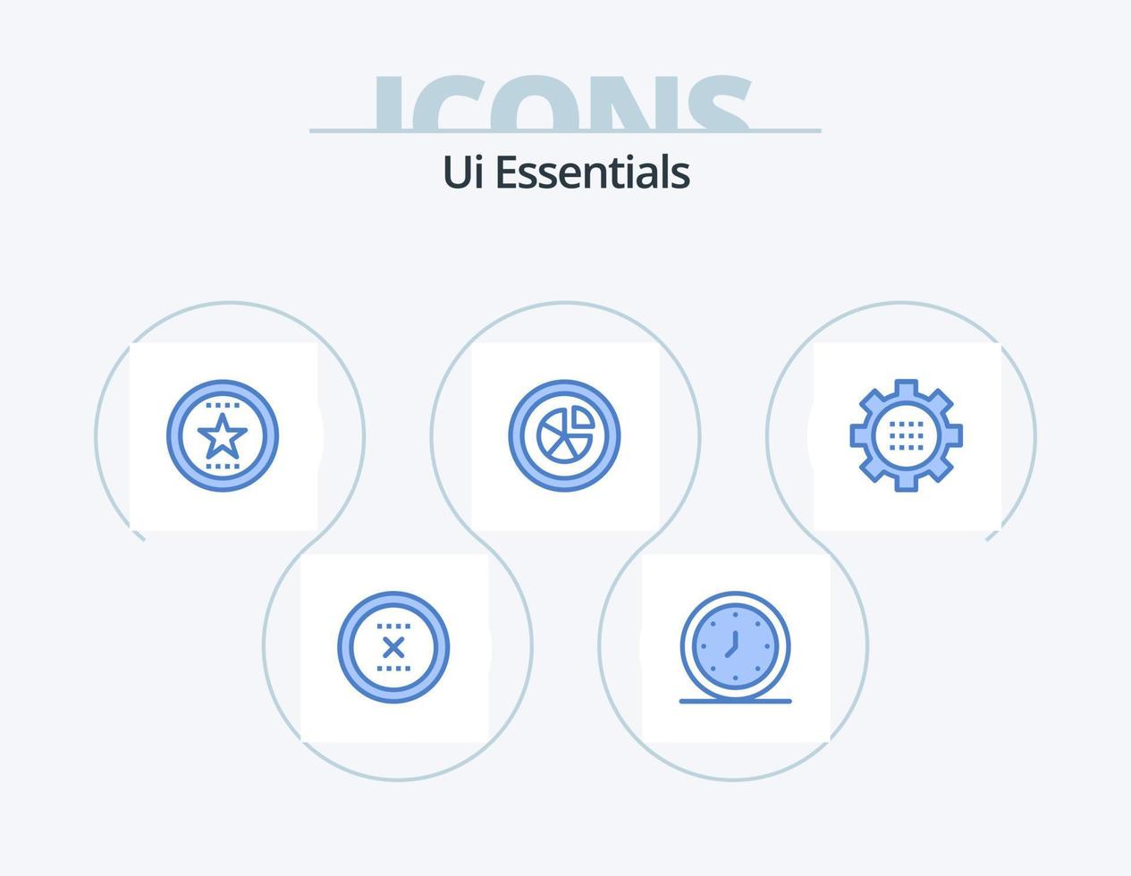 ui väsentliga blå ikon packa 5 ikon design. diagram. analyser. tid. stjärna. favorit vektor