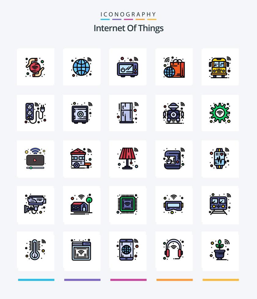 kreatives Internet der Dinge 25 Zeilen gefülltes Icon Pack wie Smart. Bus. Kochen. schlau. Einzelhandel vektor