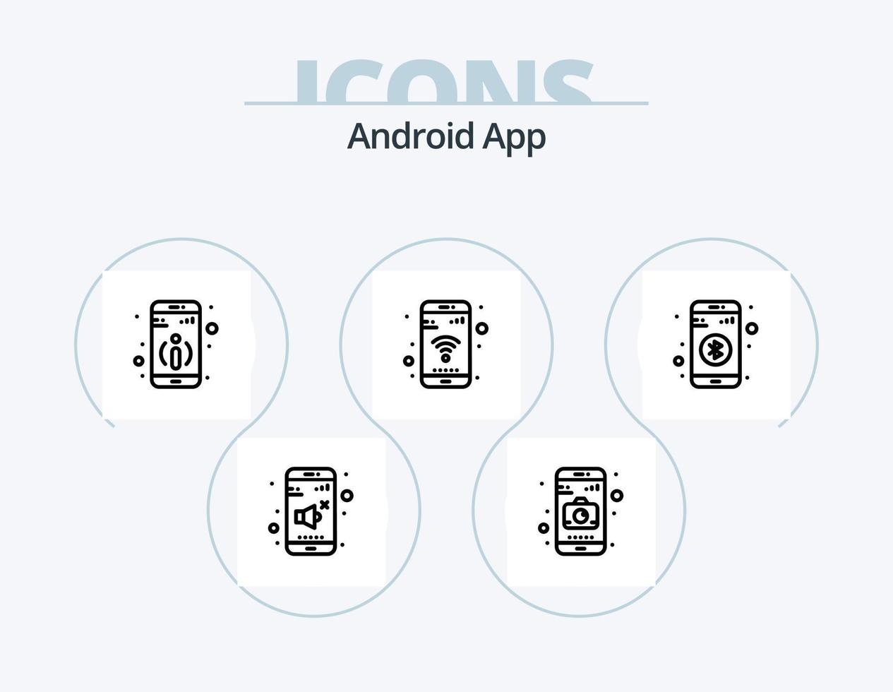 android app line icon pack 5 symboldesign. . Forschung. Karte. erkunden. Handy, Mobiltelefon vektor