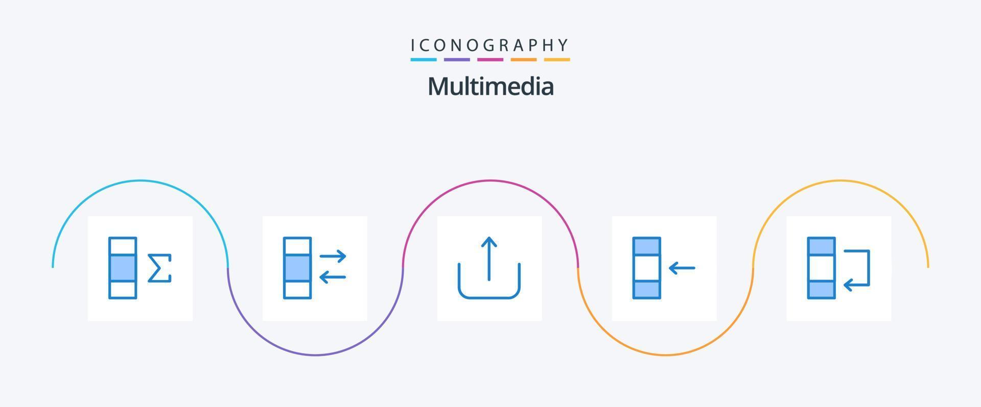 multimedia blå 5 ikon packa Inklusive . ladda upp. byta. kolumn vektor