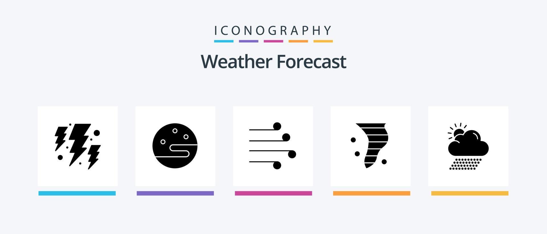 Wetterglyphe 5 Icon Pack inklusive Wolke. Wetter. Schlag. Klima. Luft. kreatives Symboldesign vektor