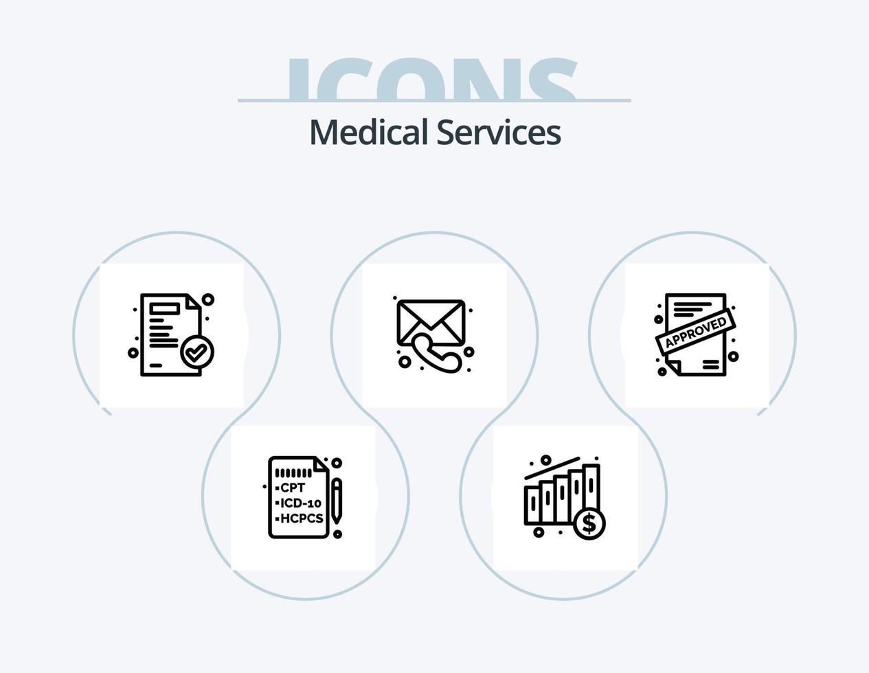 medizinische Dienstleistungen Linie Icon Pack 5 Icon Design. . Krankenhaus. Bericht. Dollar. Geld vektor