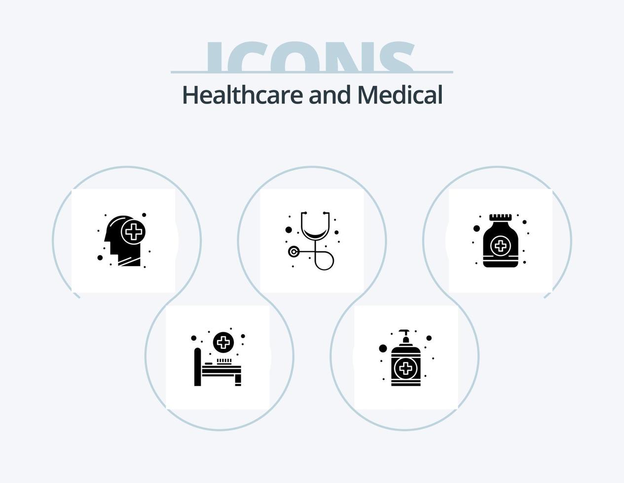 medicinsk glyf ikon packa 5 ikon design. medicin. sirap. sjukvård. piller. sjukvård vektor