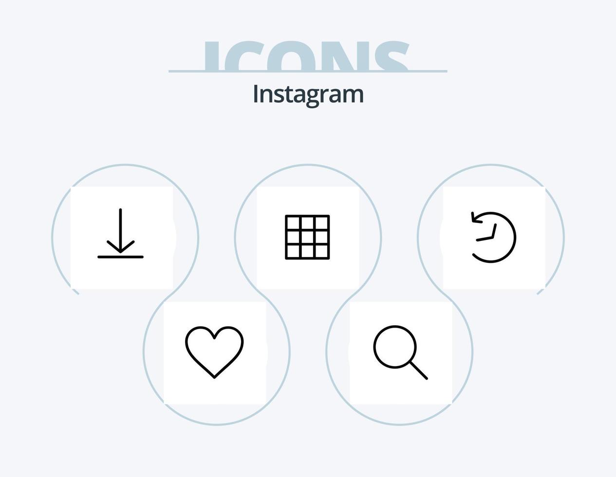 Instagram Line Icon Pack 5 Icon Design. Zeitleiste. instagram. setzt. Galerie. speichern vektor
