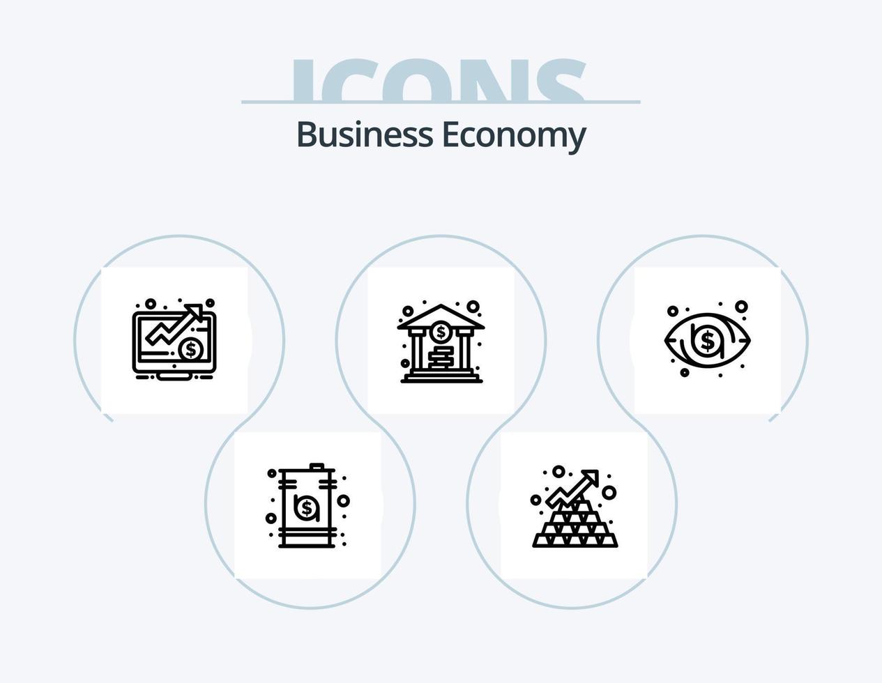 Economy-Line-Icon-Pack 5 Icon-Design. Vision. Dollar. Handel. Marketing. Markt vektor