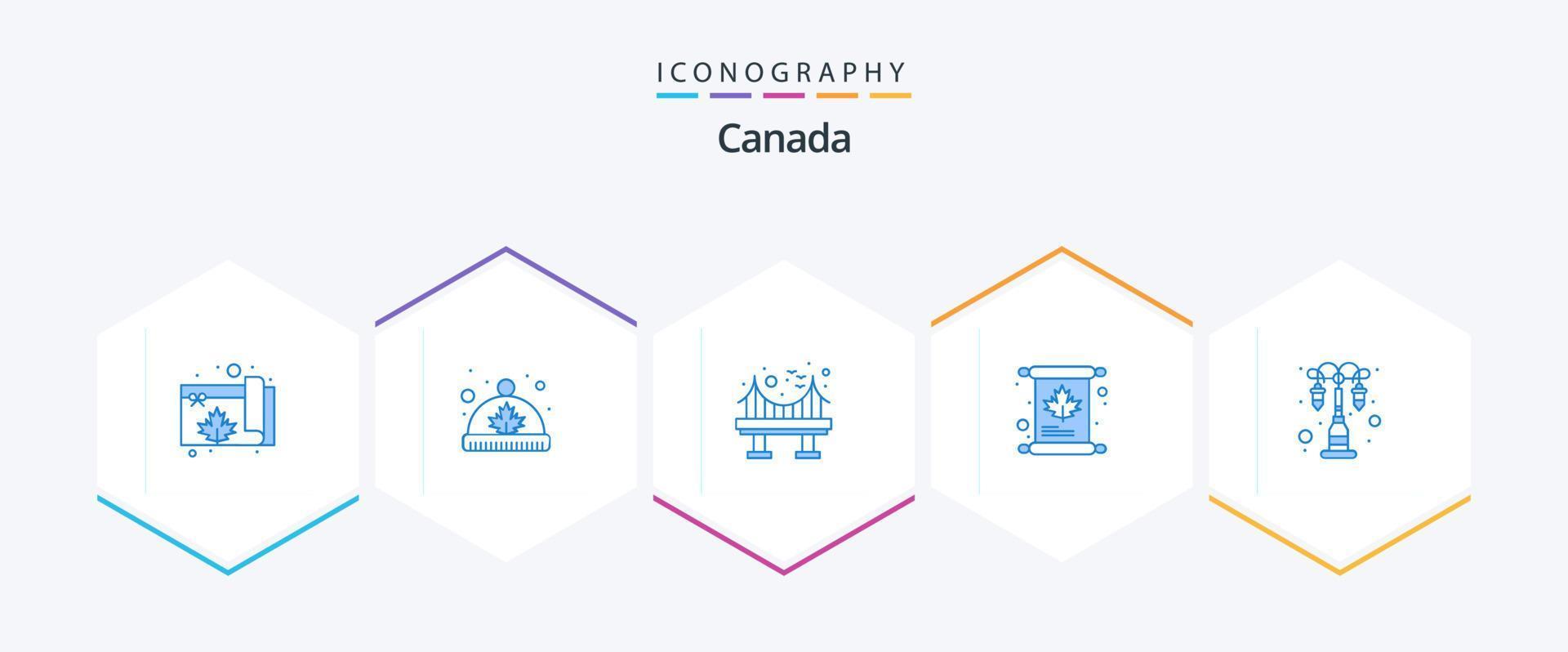 kanada 25 blå ikon packa Inklusive lampa. inbjudan. arkitektur. kuvert. blad vektor