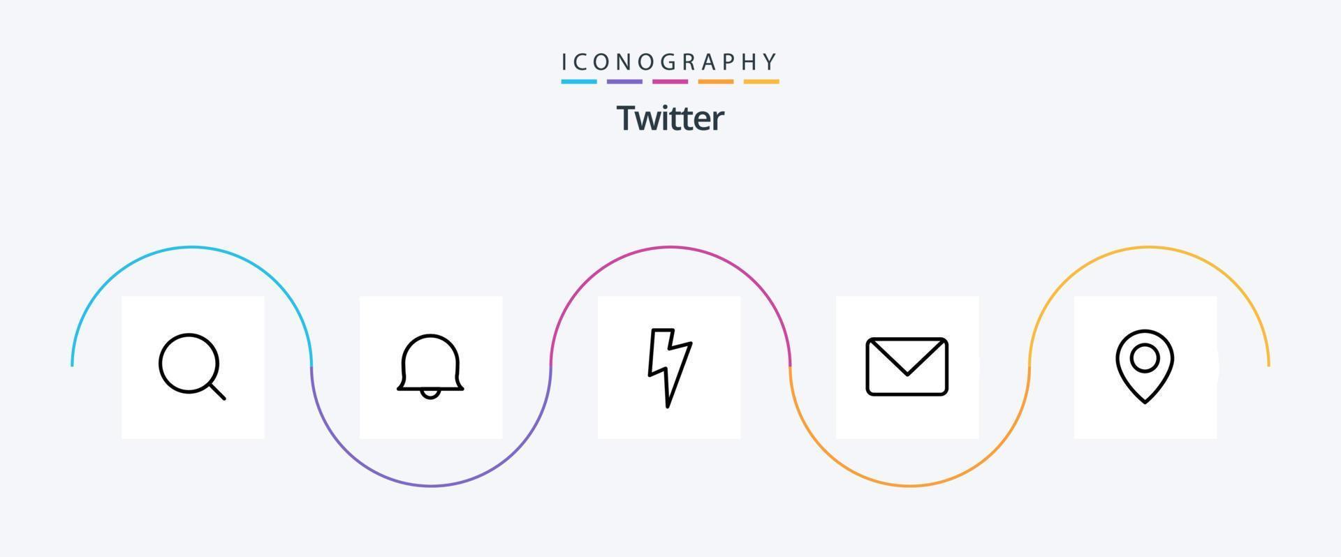 Twitter linje 5 ikon packa Inklusive . plats. kraft. Twitter. SMS vektor