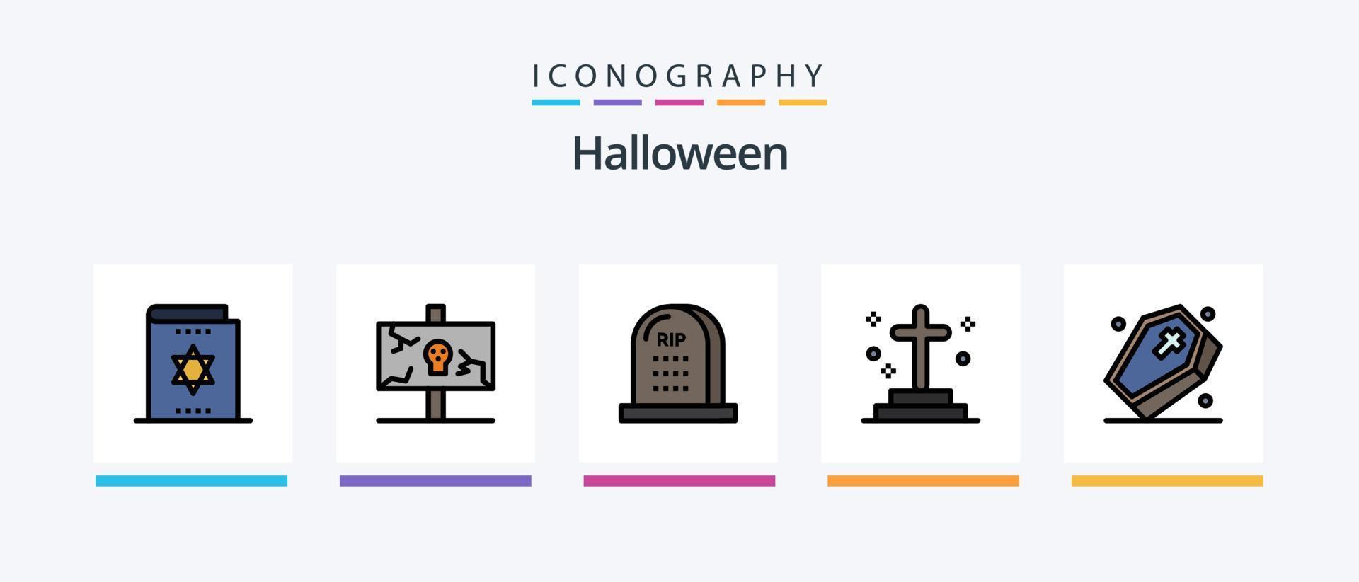 Halloween-Linie gefüllt 5 Icon Pack inklusive Urlaub. Ostern. Halloween. gruselig. Mond. kreatives Symboldesign vektor