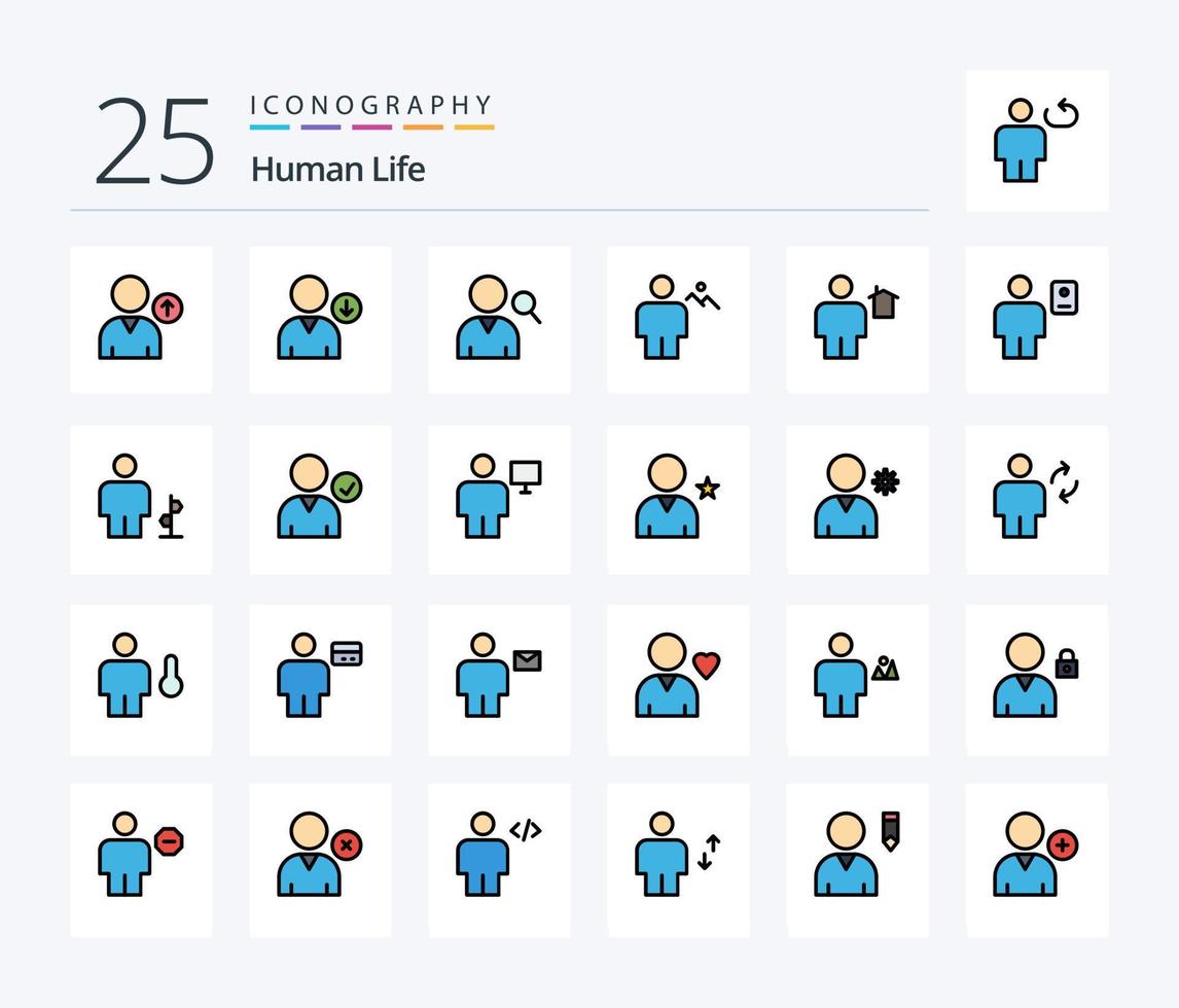 menschliches Icon-Pack mit 25 Zeilen, einschließlich Haus. Körper. Benutzer. Benutzerbild. menschlich vektor
