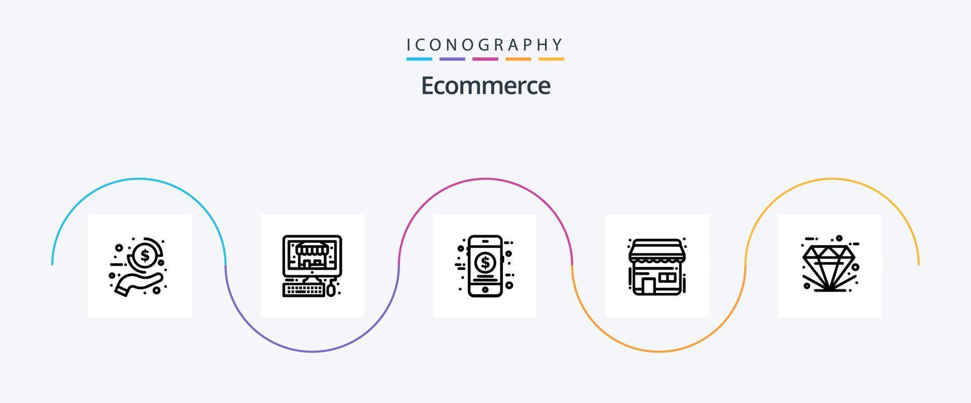 E-Commerce-Line-5-Icon-Pack inklusive gut. am besten. Geld. besorgen. E-Commerce vektor