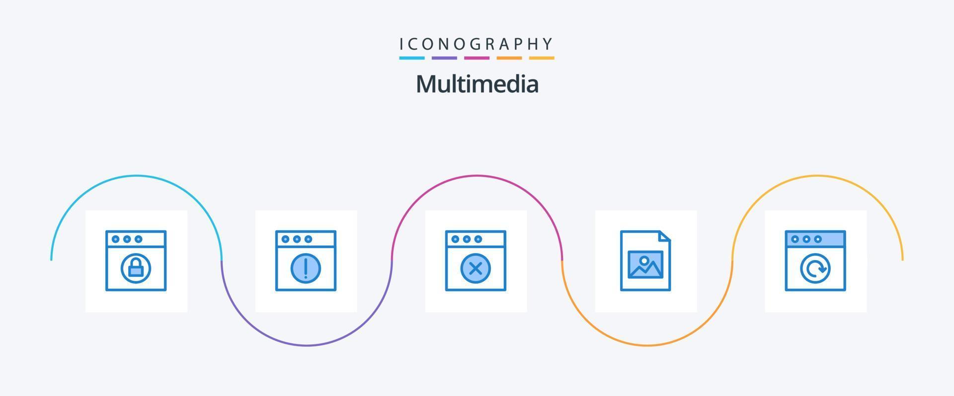 multimedia blå 5 ikon packa Inklusive . mac. ladda om. app vektor