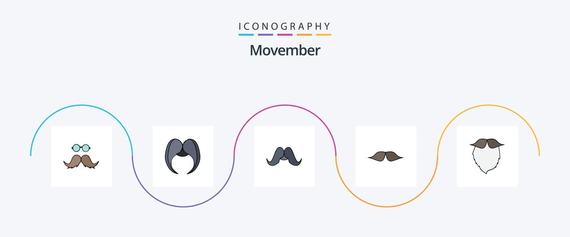 Movember platt 5 ikon packa Inklusive . uthärdade. vektor