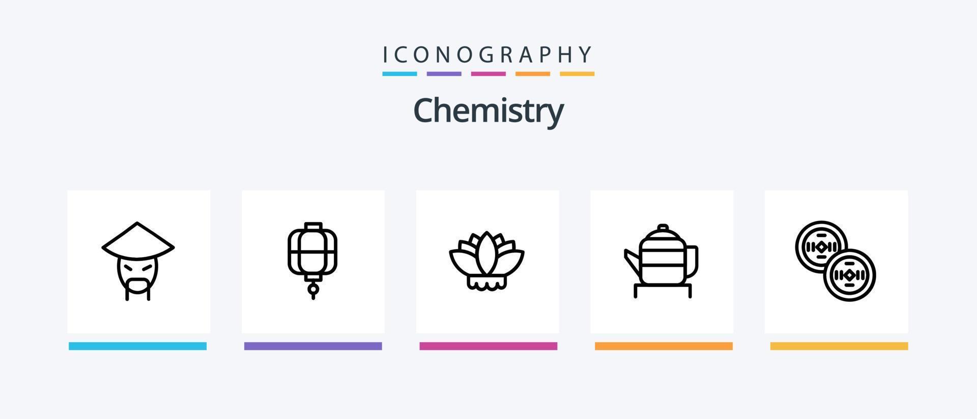 kemi linje 5 ikon packa Inklusive värme. kemisk. labb testa. experimentera. kemi. kreativ ikoner design vektor