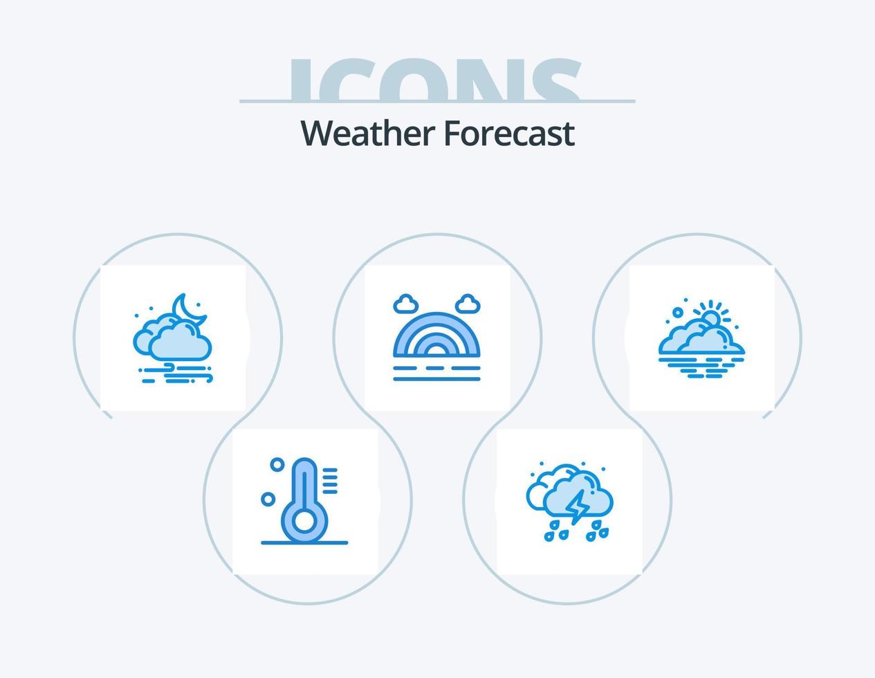 väder blå ikon packa 5 ikon design. dag. väder. väder. regnbåge. moln vektor