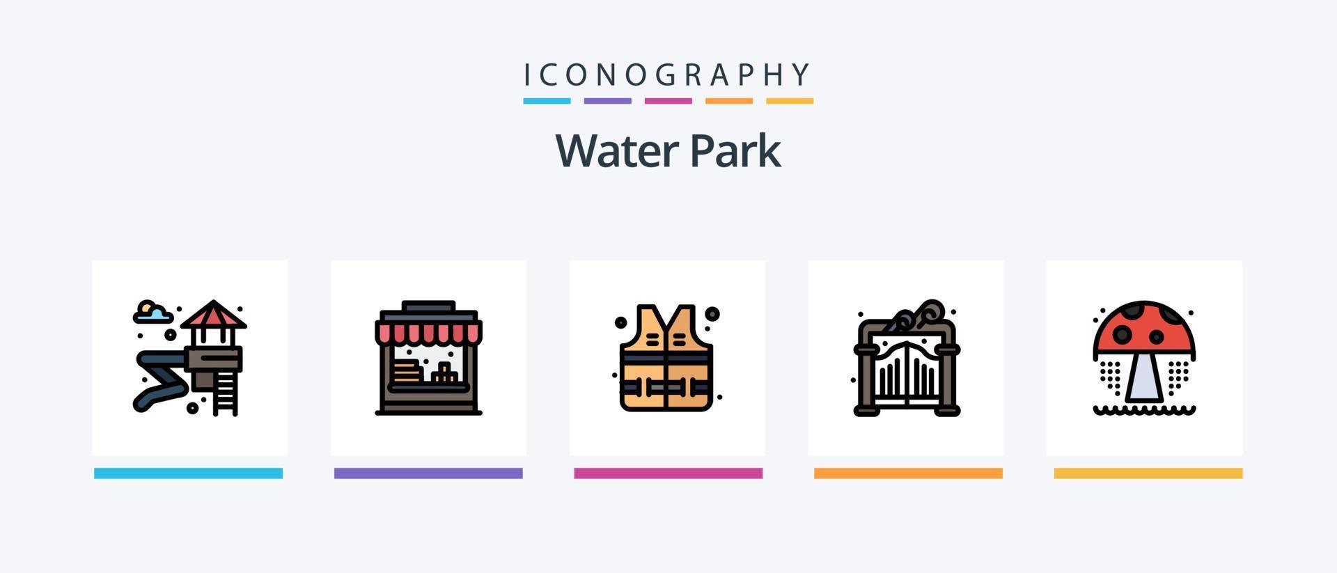 Wasserpark-Linie gefüllt 5 Icon Pack inklusive. Park. Park. Wasser. Garten. kreatives Symboldesign vektor