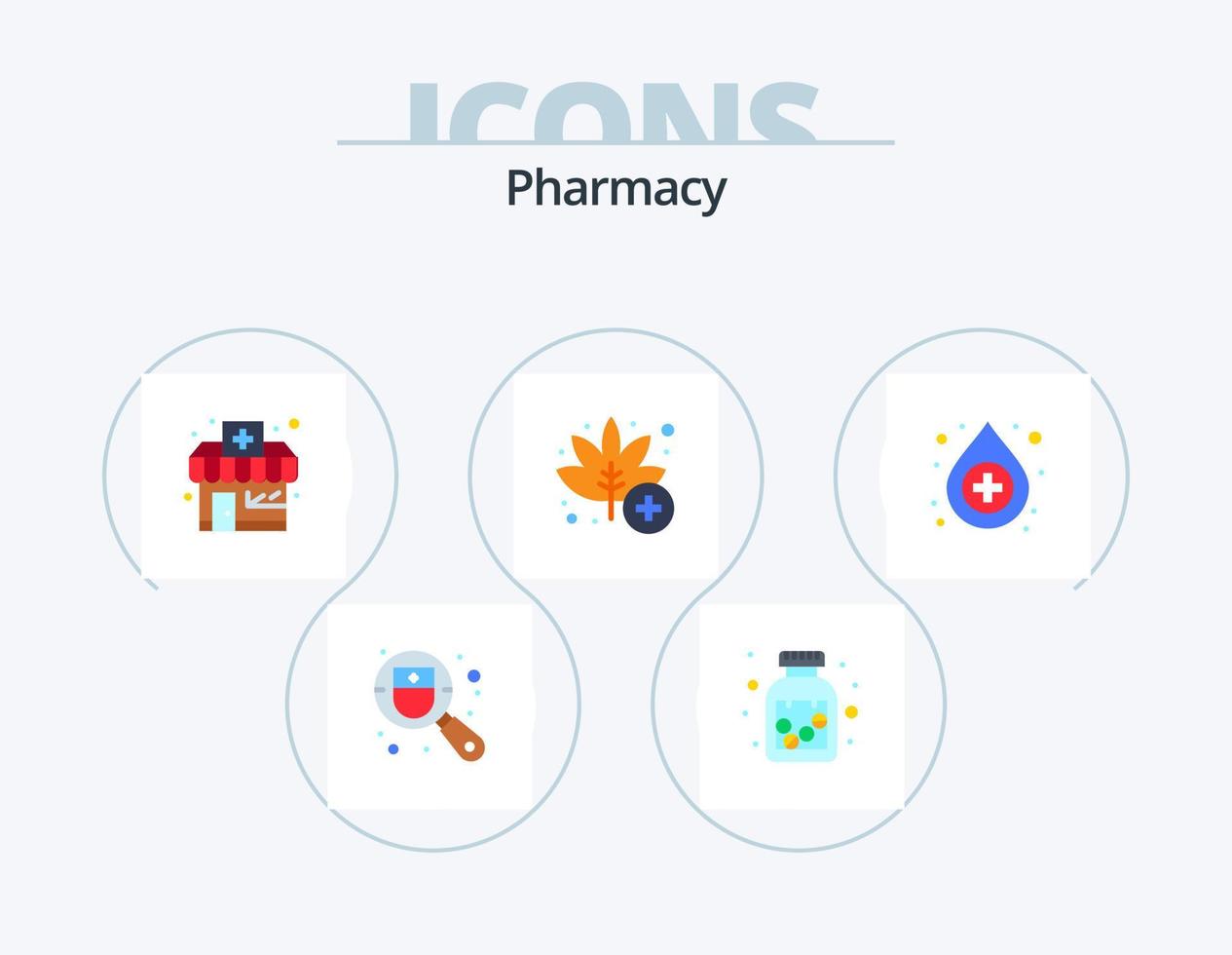 Apotheke flach Icon Pack 5 Icon Design. . Hilfe. Drogerie. Gegenmittel. Medizin vektor