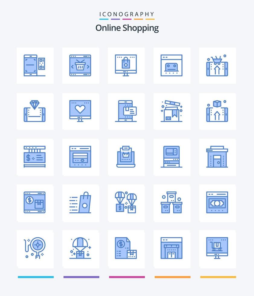 kreatives Online-Shopping 25 blaues Symbolpaket wie Finanzen. Banken. Einkaufen. Einkaufen. online vektor