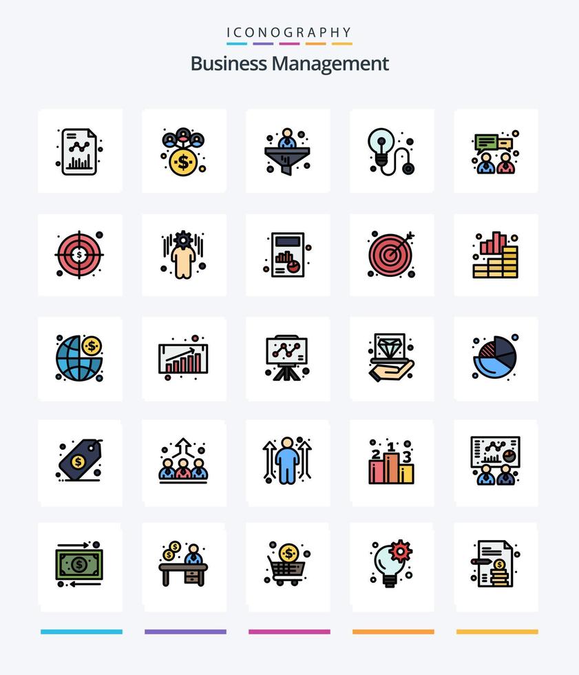 kreativ företag förvaltning 25 linje fylld ikon packa sådan som företag. chatt. omvandling. företag. aning vektor