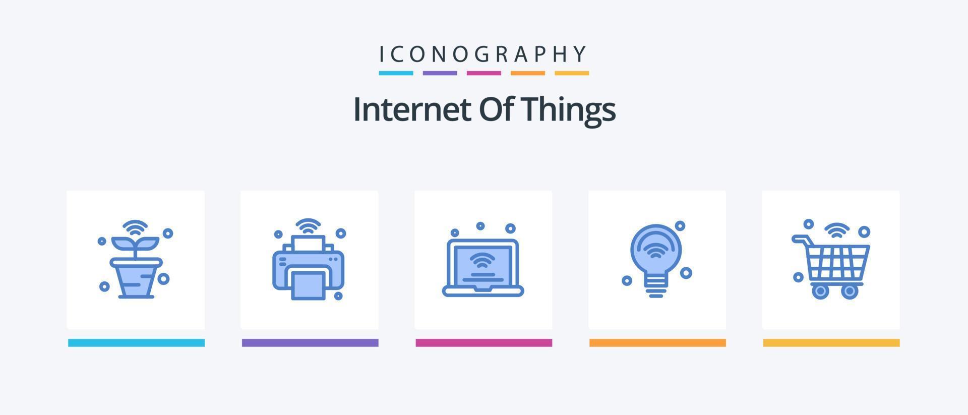 Internet der Dinge Blue 5 Icon Pack inklusive Internet der Dinge. Birne. iot. W-lan. Internet der Dinge. kreatives Symboldesign vektor