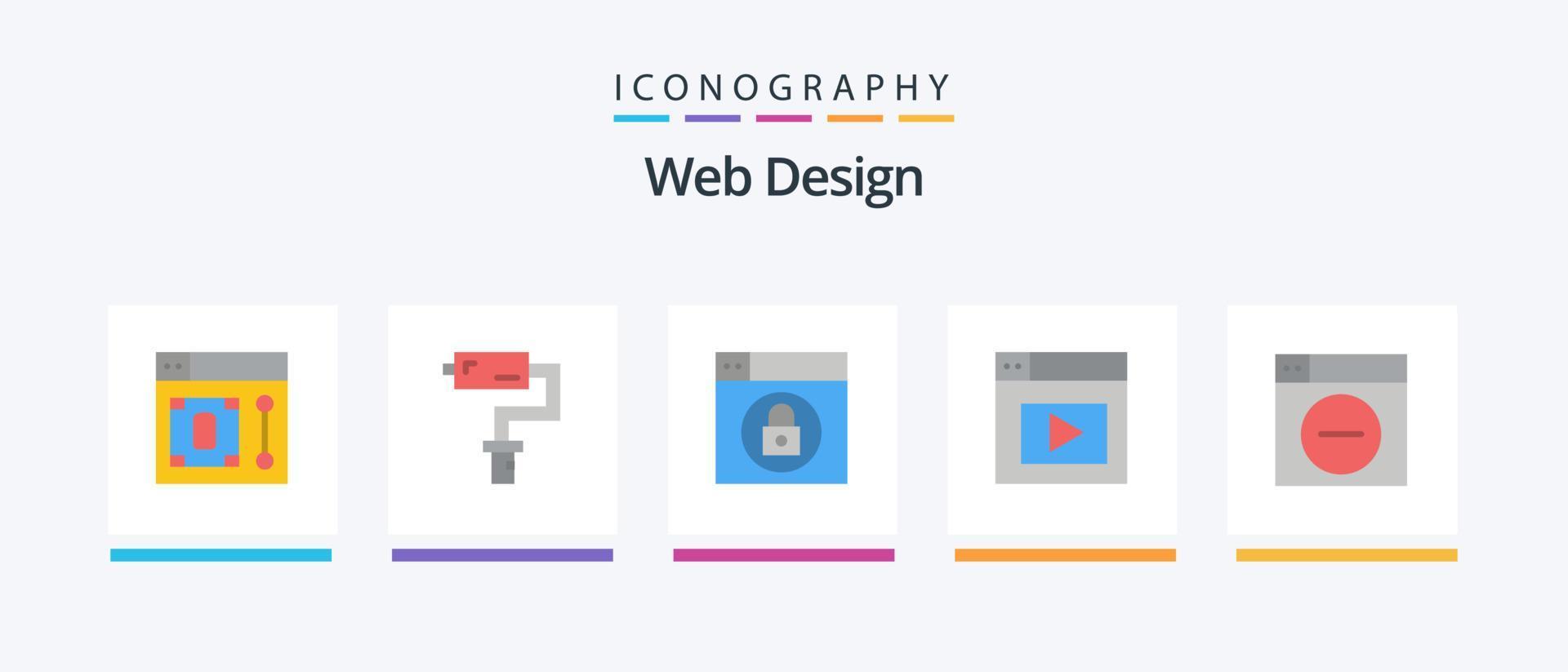 Webdesign Flat 5 Icon Pack inklusive Minimieren. Design. Netz. Netz. Design. kreatives Symboldesign vektor