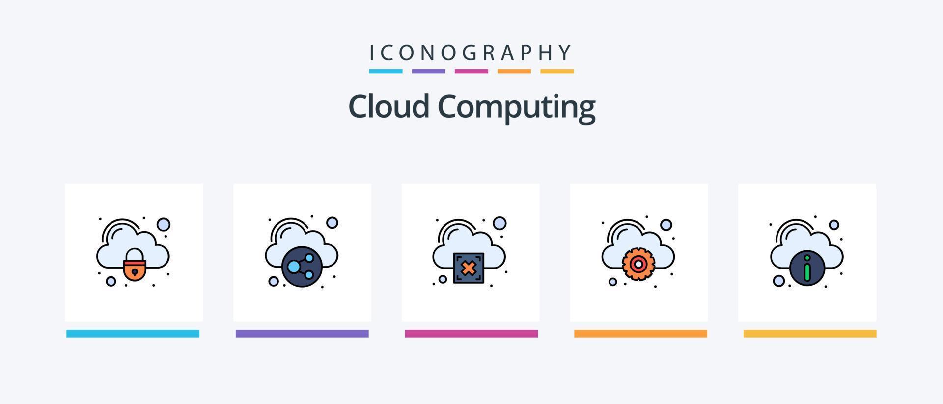 Cloud-Computing-Linie füllte 5-Icon-Pack einschließlich Ausrüstung. Wolke. Zugang. Wolke. Bleistift. kreatives Symboldesign vektor